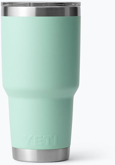 Yeti Rambler Stapelbarer Becher Thermosflasche Rostfreier Stahl BPA-frei 887ml Seafoam mit Stroh und Handgriff