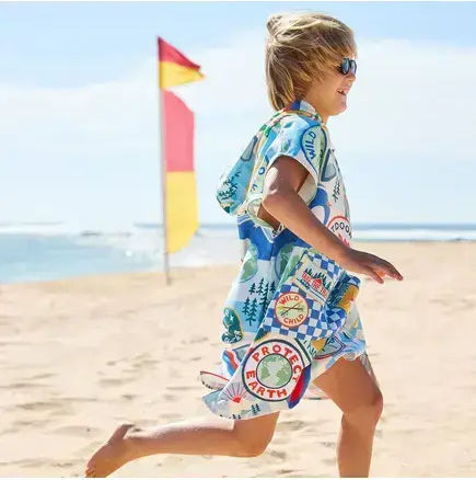 Dock & Bay Kid's Quickdry Beach & Swimming Pool Poncho Into Wild Microfiber 6-10 Years