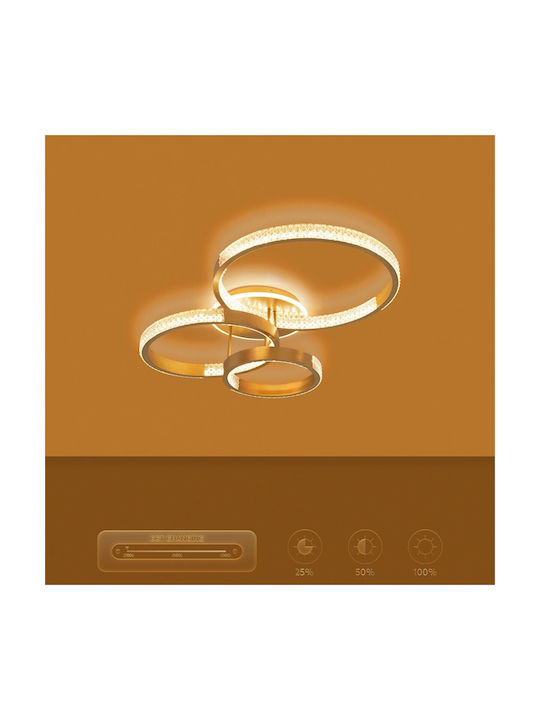 Kelvo Diamond Klv-101-0228 Ceiling Light Led 100w 10000lm 360° Ac 220-240v Ip20 Adjustable White Cct Remote Control 2700k to 6000k Dimmable Lumileds Smd Chip Gold Platinum W80 X D50 X H20cm 3 Years Warranty Klv-101-0228