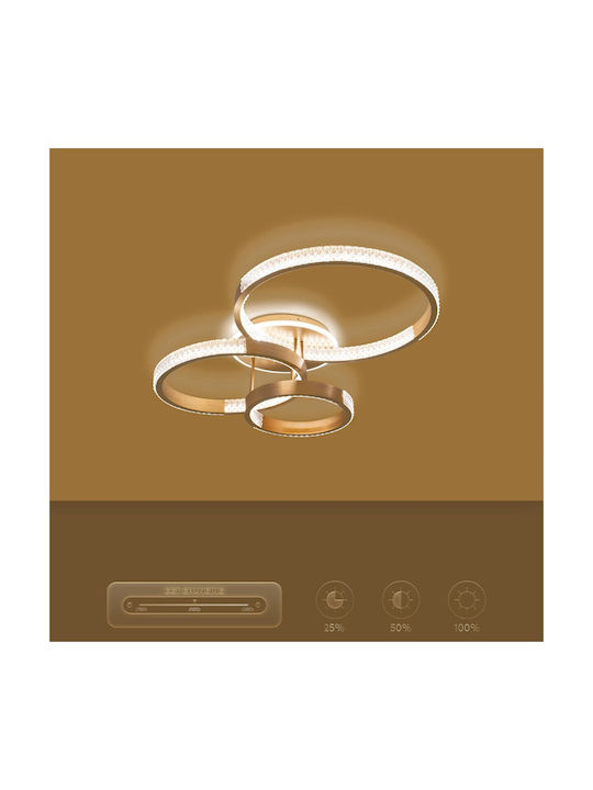 Kelvo Diamond Klv-101-0228 Ceiling Light Led 100w 10000lm 360° Ac 220-240v Ip20 Adjustable White Cct Remote Control 2700k to 6000k Dimmable Lumileds Smd Chip Gold Platinum W80 X D50 X H20cm 3 Years Warranty Klv-101-0228