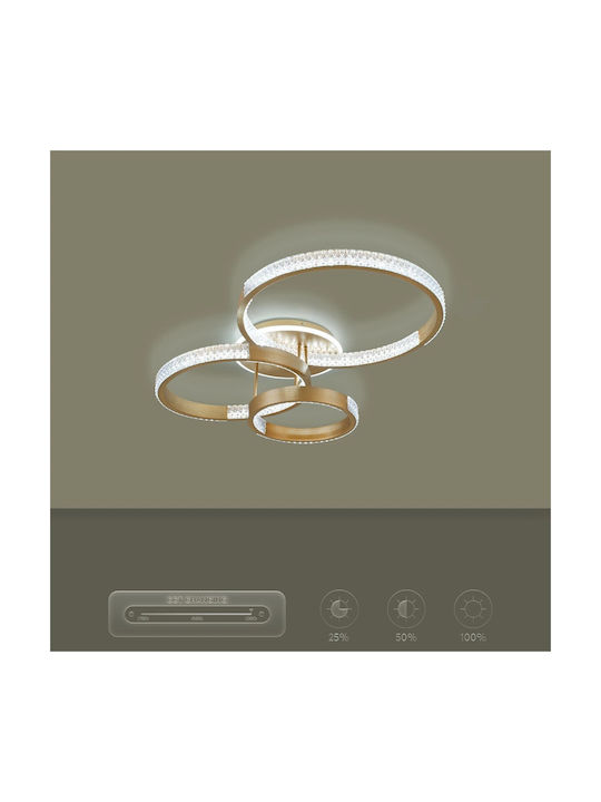 Kelvo Diamond Klv-101-0228 Ceiling Light Led 100w 10000lm 360° Ac 220-240v Ip20 Adjustable White Cct Remote Control 2700k to 6000k Dimmable Lumileds Smd Chip Gold Platinum W80 X D50 X H20cm 3 Years Warranty Klv-101-0228