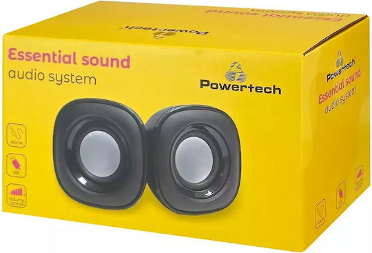 Powertech Essential Sound PT-844 Ηχεία Υπολογιστή 2.0 με Ισχύ 3W σε Μαύρο Χρώμα