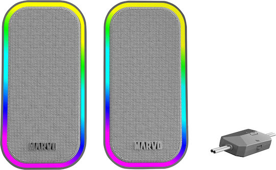 Marvo SG-285 Havoc20 Компютърни тонколони 2.0 с RGB осветление и мощност 6W в Сив цвят