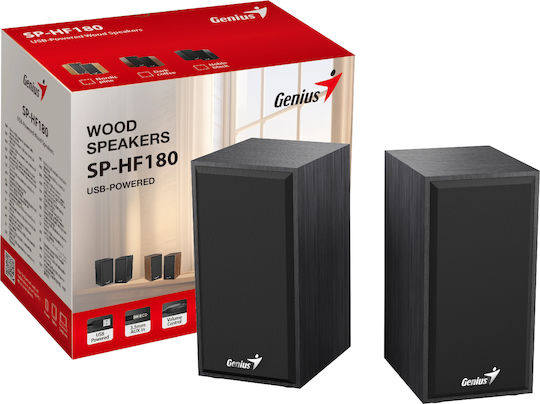 Genius SP-HF180 Ηχεία Υπολογιστή 2.0 με Ισχύ 6W Μαύρα