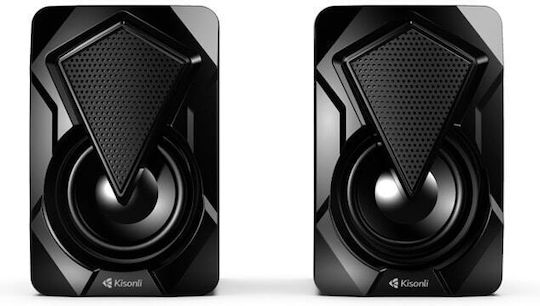 Kisonli L-9090 2.0 Speakers with RGB 3W Black