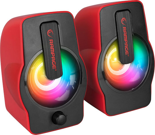 Rampage RMS-G7 Falsetto Компютърни тонколони 2.0 с RGB осветление и мощност 6W в Червен цвят