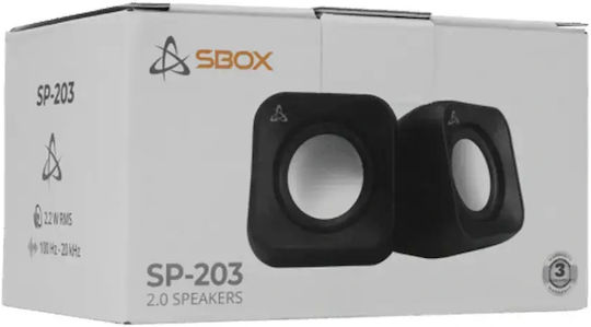 Sbox SP-203B Computerlautsprecher 2.0 mit Leistung 4.4W in Schwarz Farbe