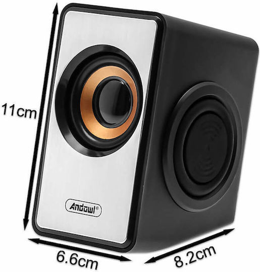 Andowl Q-YX16 Ηχεία Υπολογιστή 2.0 με Ισχύ 3W σε Ασημί Χρώμα