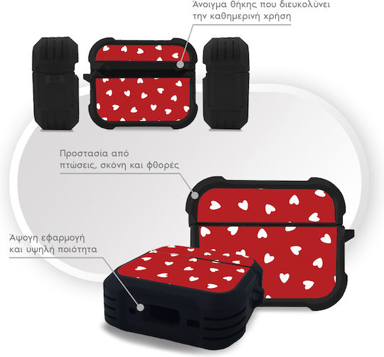 Sonique Heart Series Silicone Case in Red Colour for Apple AirPods Pro 3