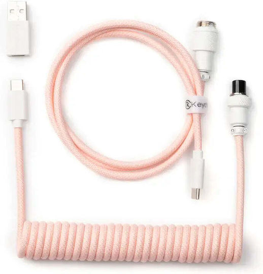 Keychron Spiral USB 2.0 Cable USB-C male - USB-C Ροζ