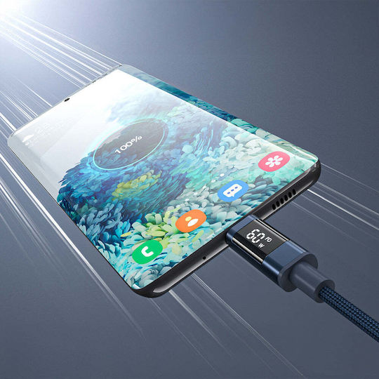 Choetech USB 2.0 Cable USB-C male - USB-C 60W PD Μπλε 1.2m