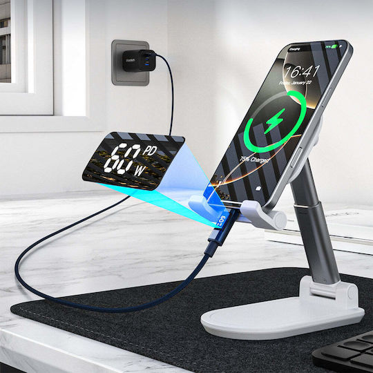 Choetech USB 2.0 Cable USB-C male - USB-C 60W PD Μπλε 1.2m