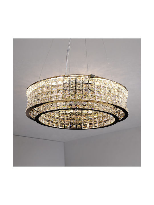 Led Chandelier Remote Control Llc160/500gd Crystal Metal 55w Dimmable Adjustable Height Cool Warm Neutral Light Luxurious Lighting