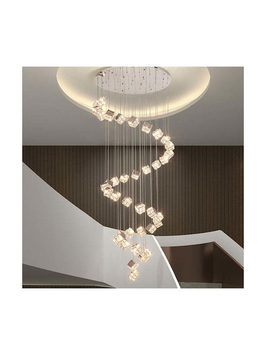 Modern Led Chandelier Cm526/18 51w Diameter 58.5cm Adjustable Height Chrome