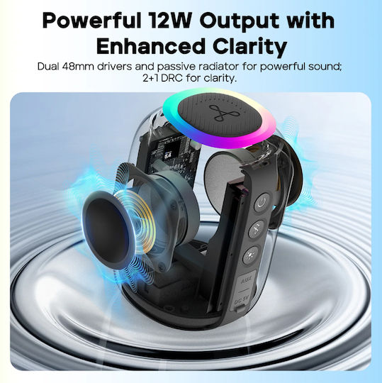 Tribit Stormbox Mini + BTS33 Αδιάβροχο Ηχείο Bluetooth 12W με Διάρκεια Μπαταρίας έως 12 ώρες Μπλε