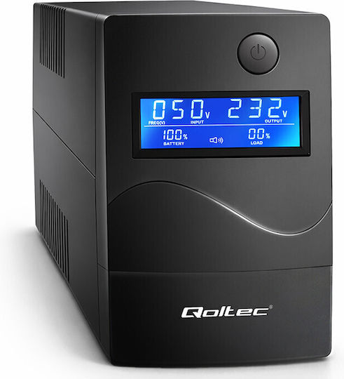 Qoltec 53978 Unitate UPS Linie Interactivă 650VA 360W cu 2 Prize Schuko
