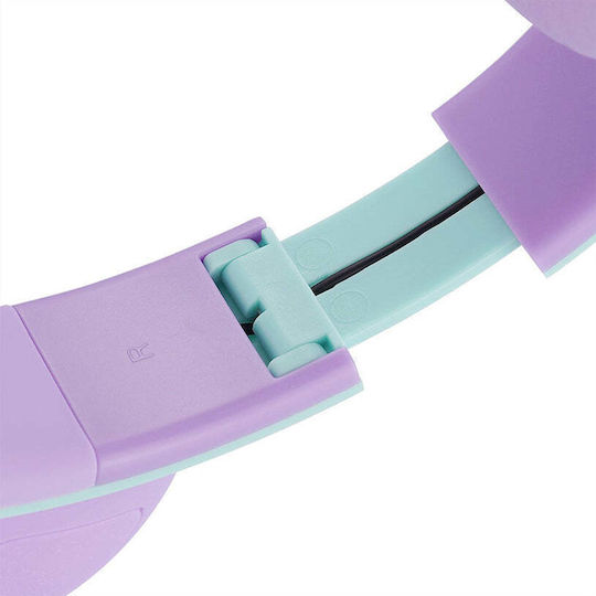 PowerLocus P2 Kids Cat Ears Ασύρματα / Ενσύρματα Over Ear Ακουστικά με Ραδιόφωνο με 20 ώρες Λειτουργίας Blue & Purple