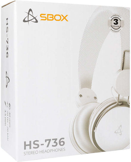 Sbox HS-736 Cu fir On Ear Căști Albe
