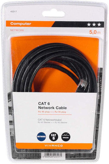 Vivanco F/UTP Cat.6 Gigabit Network Cable Ethernet 5m Black
