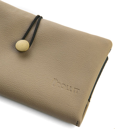 Rollit Tobacco Pouch Black Artificial Leather Handmade with Button 18x9.5cm