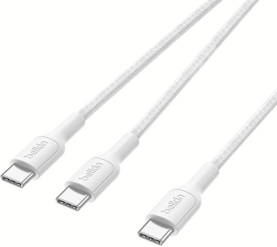 Belkin Boostcharge Pro USB 2.0 Cable USB-C male - USB-C 140W Λευκό 1.5m CAC004hq1.5MWH