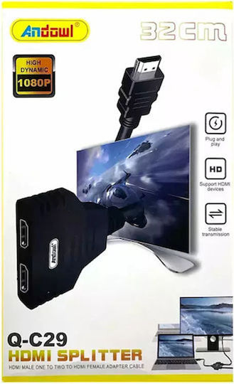 Andowl Q-C29 Μετατροπέας HDMI male σε HDMI 2x female 1τμχ