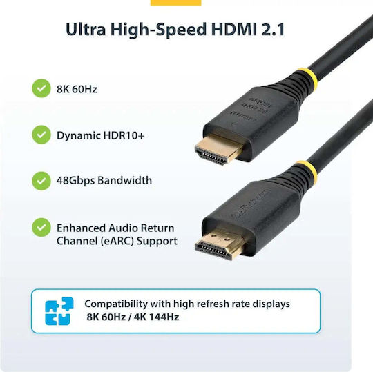 StarTech High HDMI 2.1 Ultra High Speed 48Gbps 4K 120Hz HDR VRR Cable HDMI Male - HDMI Male 2m Black