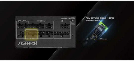 ASRock Phantom Gaming PG-850G 850W Black Computer Power Supply Full Modular 80 Plus Gold
