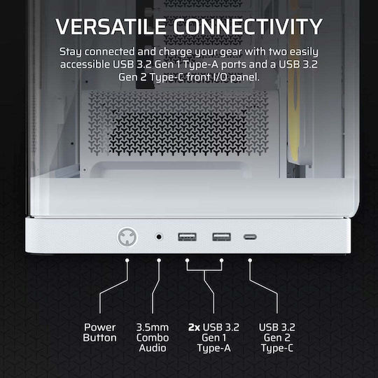 Corsair Frame 4500X LX-R RGB Геймърско бюро Midi Tower Компютърна кутия със страничен прозорец Бял