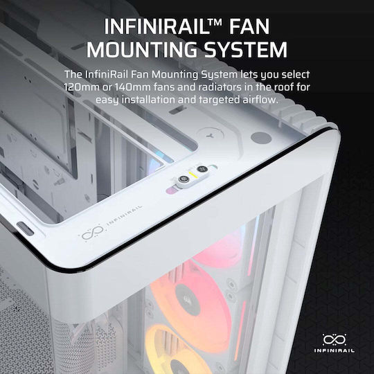 Corsair Frame 4500X LX-R RGB Геймърско бюро Midi Tower Компютърна кутия със страничен прозорец Бял