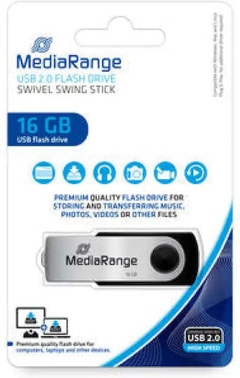MediaRange 16GB USB 2.0 Stick mit Verbindung USB-A & Micro-USB-B Schwarz