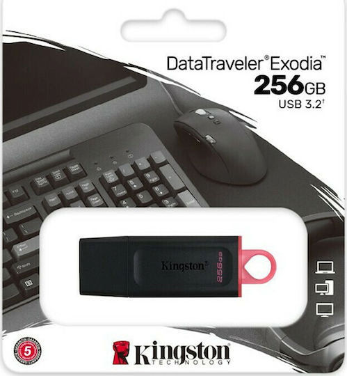 Kingston Datatraveler Exodia 256GB USB 3.2 Stick Μαύρο