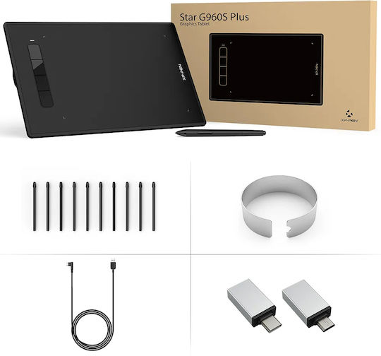 XP-Pen Star G960S Plus Графичен таблет без дисплей 6" Черен