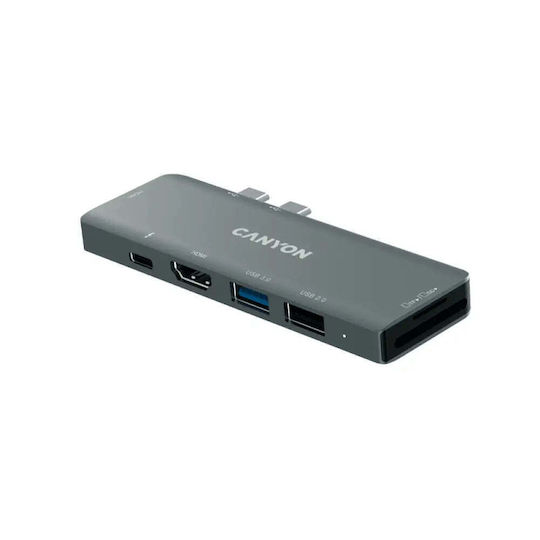 Canyon Docking Station with Dual USB-C HDMI 4K PD and Support for 2 Monitors Gray (CNS-TDS05B)