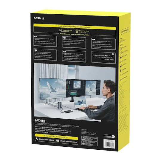 Baseus Spacemate Series USB-C Docking Station με HDMI/DisplayPort 4K Γκρι