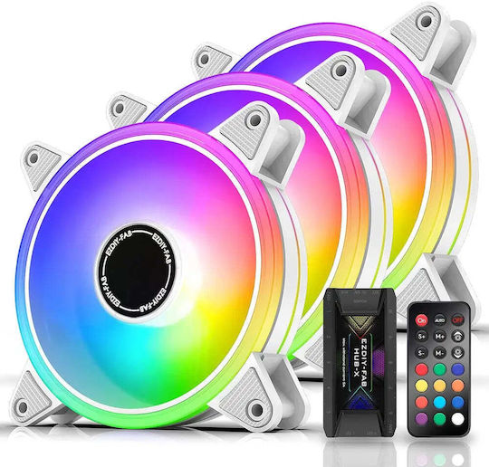 Ezdiy-fab Вентилатор за кутия 120мм с ARGB Осветление 6 бр Бели