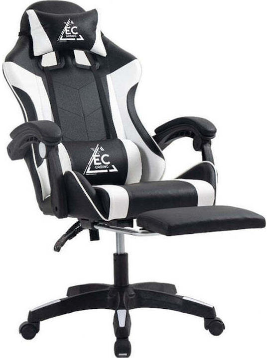 EKO EC Scaun Gaming Din piele ecologică cu Suport pentru picioare Neagră