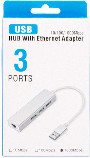 Diva USB-Hub 3 Anschlüsse USB 3.0 mit USB-A Anschluss / Ethernet