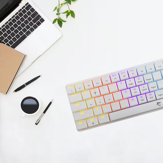 White Shark GK-006211 Nagamaki Gaming Mechanical Keyboard 60% with Custom Red switches and RGB lighting (English US) White