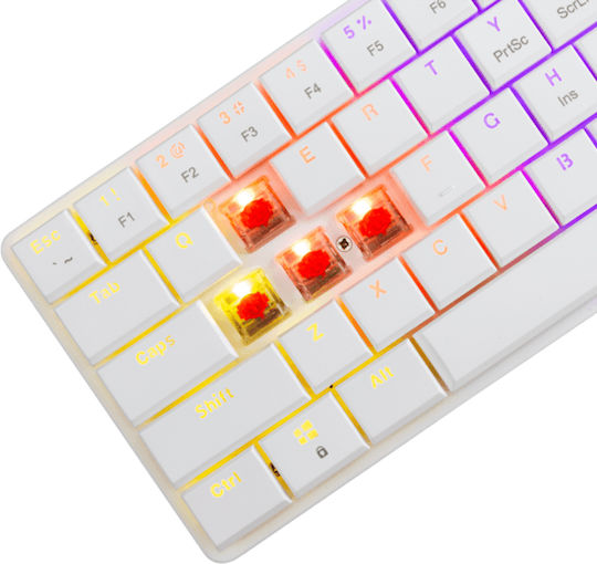 White Shark GK-006211 Nagamaki Gaming Mechanical Keyboard 60% with Custom Red switches and RGB lighting (English US) White