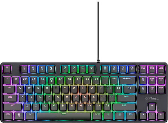 Trust 25724 Gaming Μηχανικό Πληκτρολόγιο Tenkeyless με Huano Brown διακόπτες και RGB φωτισμό (Αγγλικό US)