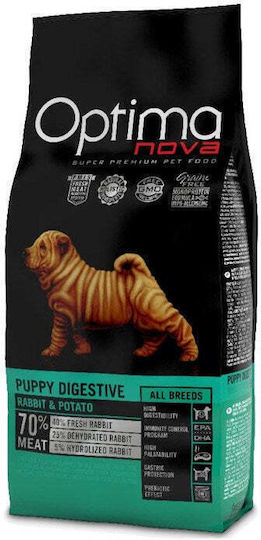 Optimanova Puppy Digestive Rabbit & Potato 12кг Суха Храна без Зърнени храни за Кученца с Заек и Картофи