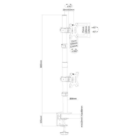 Neomounts Βάση Γραφείου για 2 Οθόνες έως 32" (FPMA-D550DVBLACK)