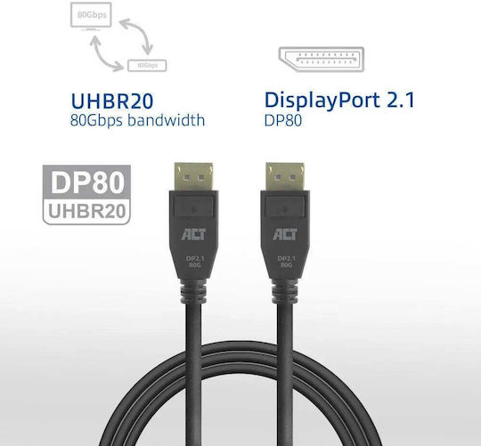 Cable Act Ak4082 Displayport M To Displayport M 2m Black 10k@30hz