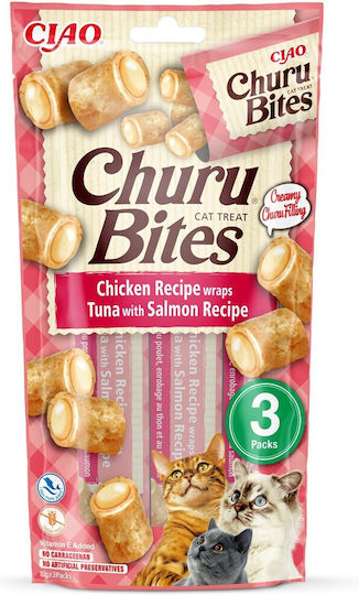 Inaba Churu Bites Cat Treats with Chicken Chicken Tuna & Salmon for Adult Cats 10gr