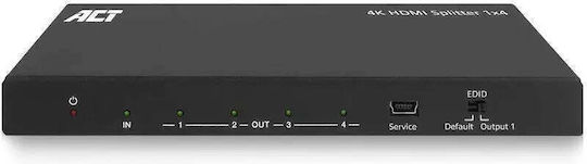 HDMI Сплитер ACT AC7832 От 1x HDMI F Към 4x HDMI F До 4K 3840x2160@50Hz Резолюция