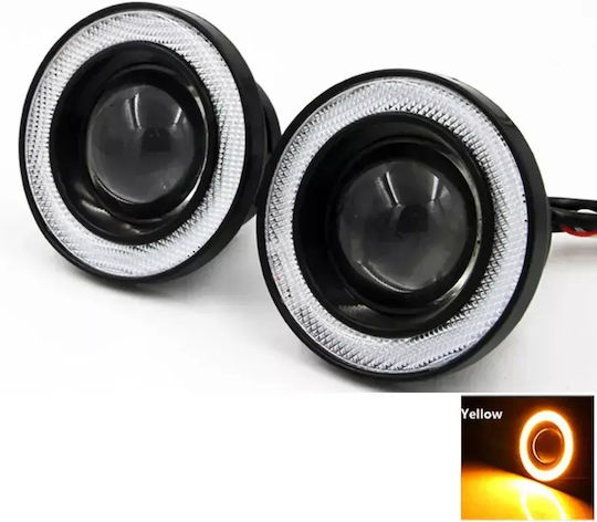 Σετ Προβολάκια Αυτοκινήτου Led Angel Eyes Κίτρινο Υψηλή Απόδοση Universal Tc-424