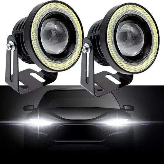 Σετ Προβολάκια Αυτοκινήτου Led Angel Eyes Κίτρινο Υψηλή Απόδοση Universal Tc-424