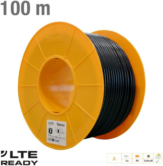 Televes T-100 Καλώδιο Ομοαξονικό 1m 212501 1τμχ