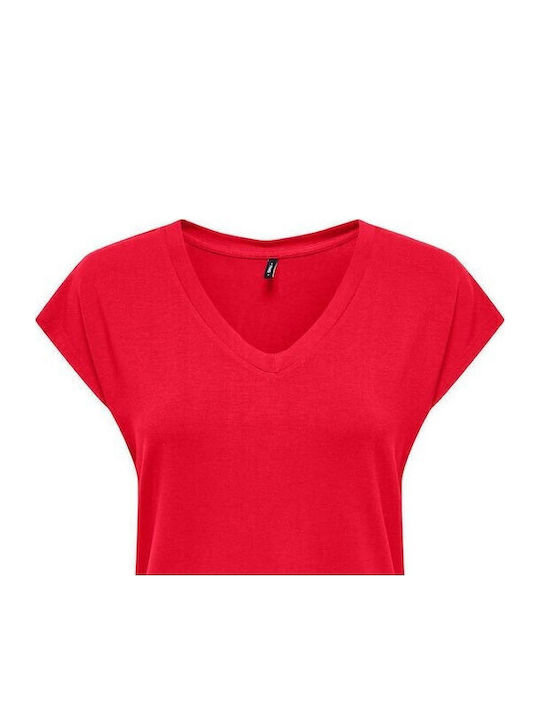 RILLA Women's Short Sleeve Blouse with V-Neckline Barbados Cherry
